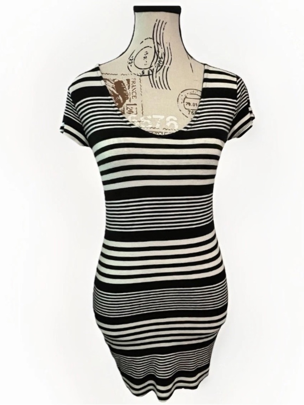 Forever 21 Black And White Striped Bod Con Dress Women’s Small Summer Fashion